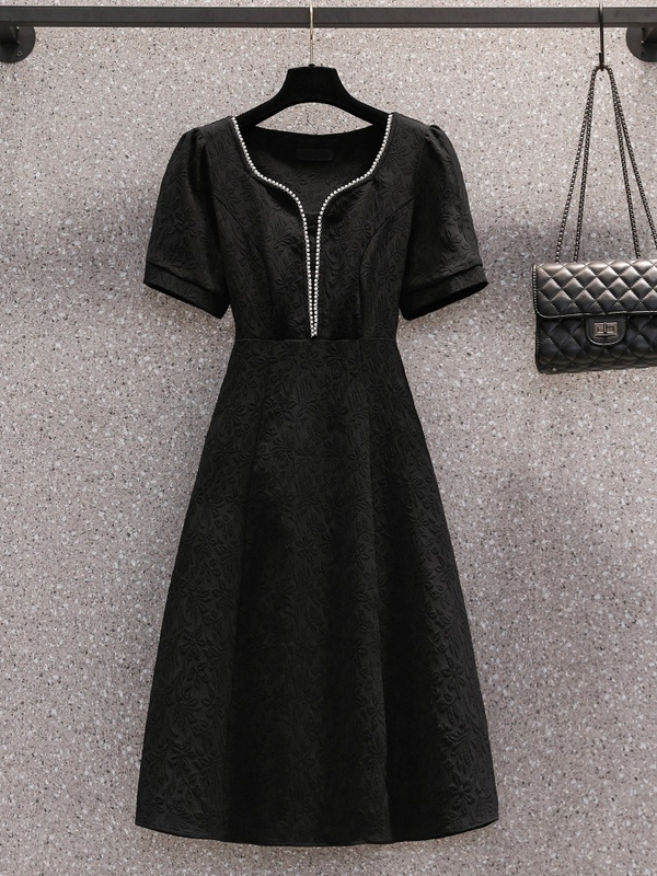 Plus Size Black Textured Dress