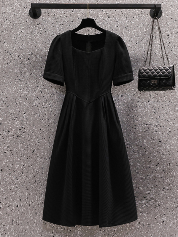 Plus Size Black Vintage Corset A Line Midi Dress