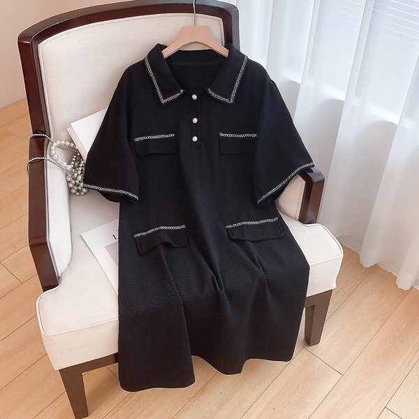 Plus Size Buttons Chanelesque Shirt Dress (EXTRA BIG SIZE)