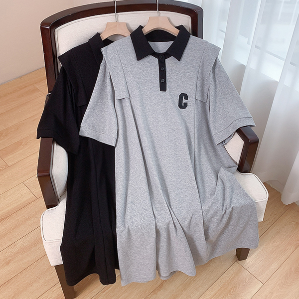 Plus Size C Polo T Shirt Dress (EXTRA BIG SIZE)