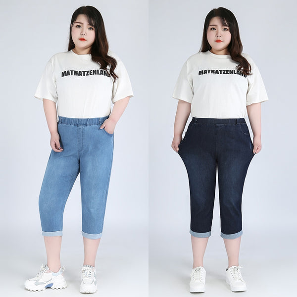 (2XL-9XL) Plus Size Skinny Capri Jeans