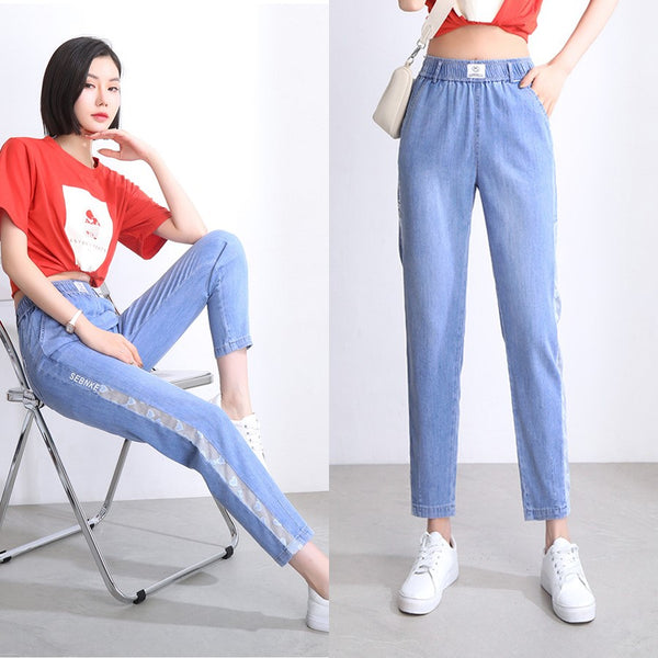 Plus Size Hearts Side Capri Jeans