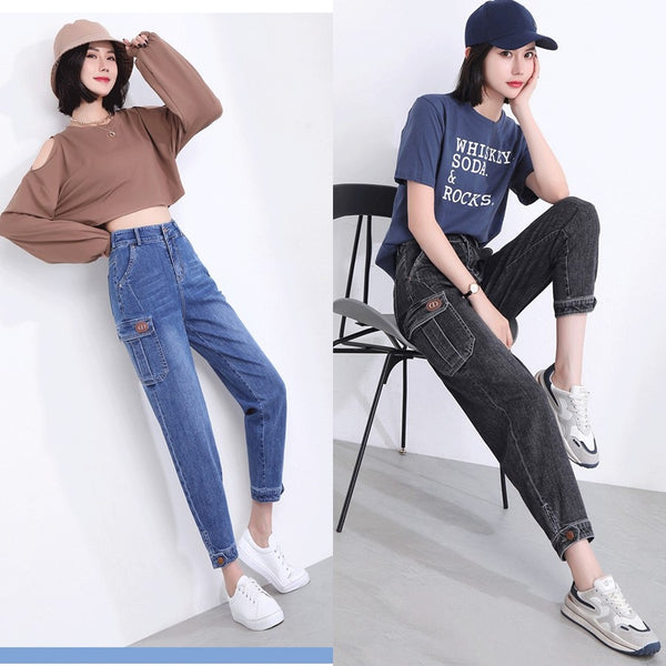 Plus Size Utility Pockets Capri Jeans