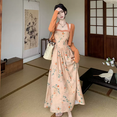 Plus Size Cardigan And Orange Oriental Halter Dress Set Pluspreorder Plus Size Cardigan And Orange Oriental Halter Dress Set Pluspreorder