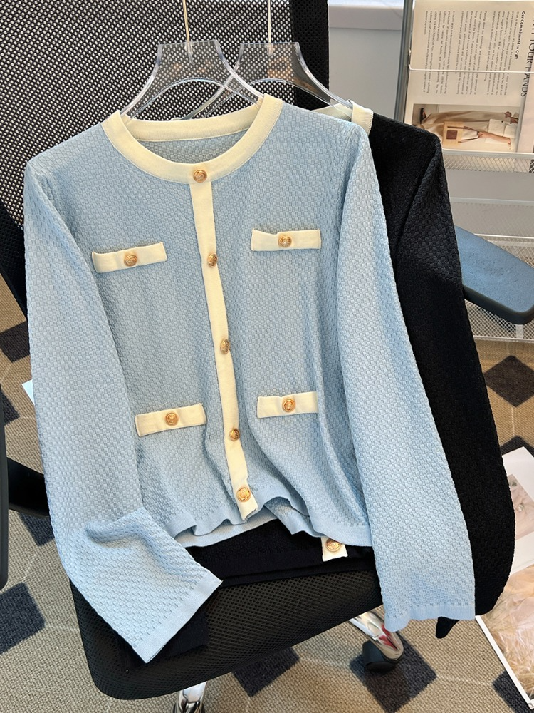 Plus Size Chanelesque Buttons Long Sleeve Blouse