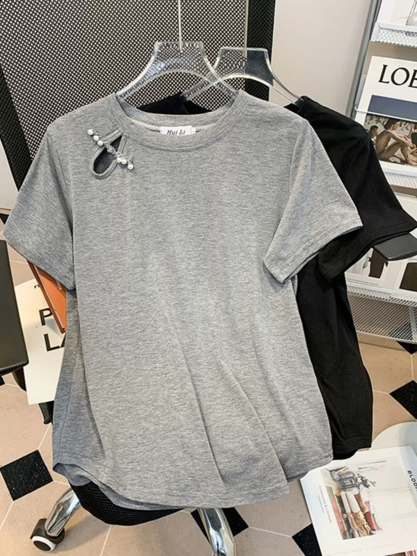 Plus Size Cheongsam Keyhole T Shirt