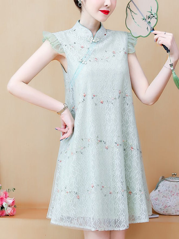 Plus Size Lace Babydoll Cute Cheongsam