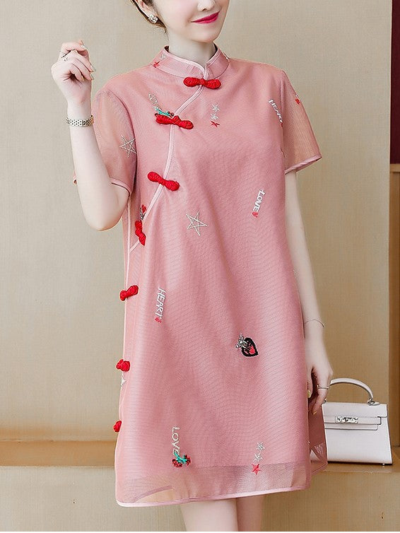 Plus Size Embroidery Cheongsam