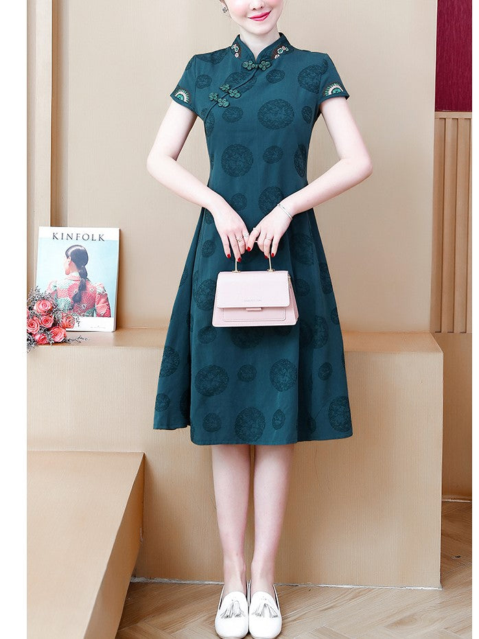 Plus Size Green Cheongsam Dress