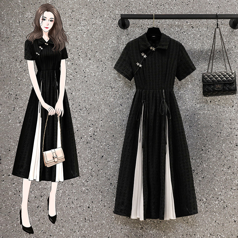 Plus Size Black Thumbelina Cheongsam Midi Dress