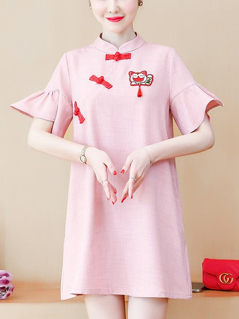 Plus Size Fortune Cat Cheongsam