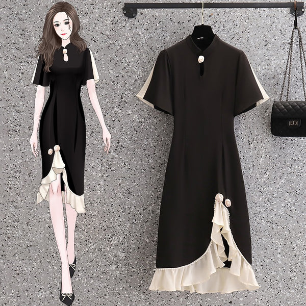 Plus Size Black Vintage Cheongsam