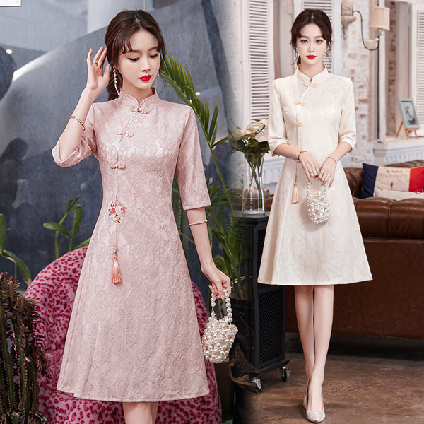 Plus Size Lace A Line Cheongsam Dress