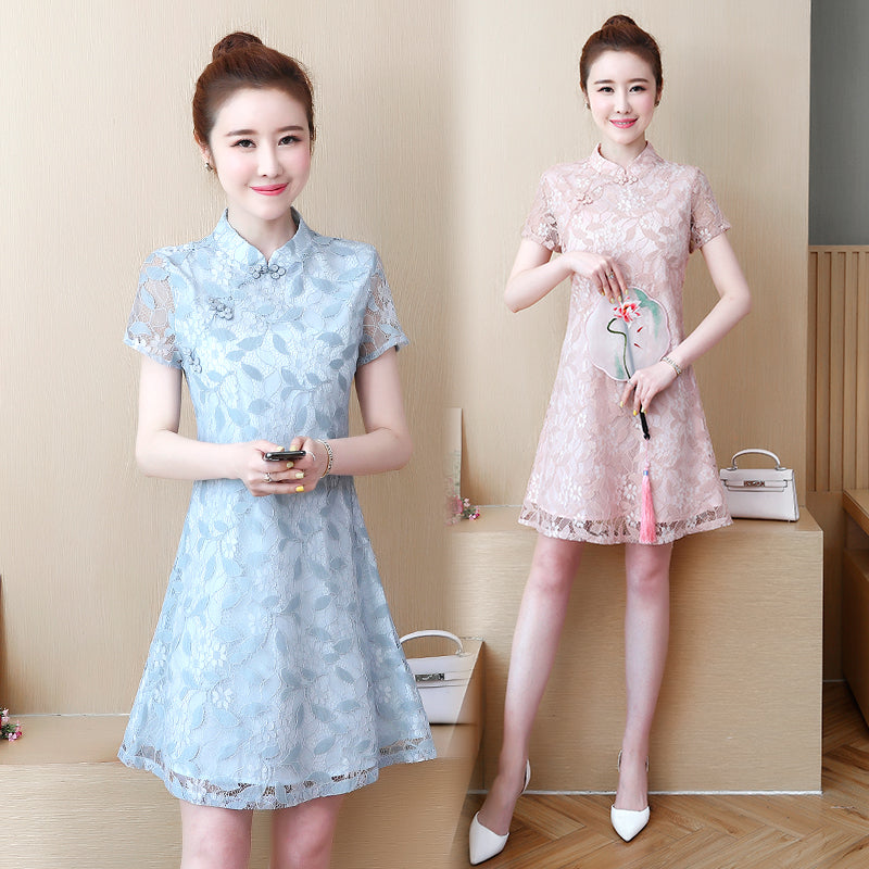 Plus Size Lace A Line Cheongsam