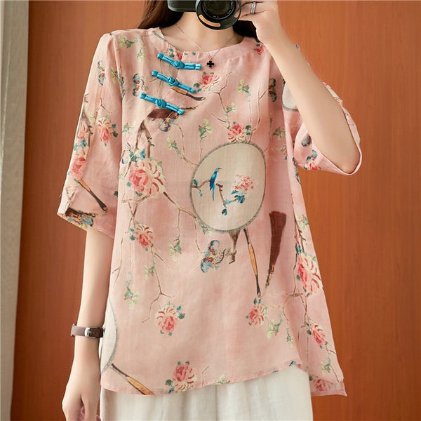 Plus Size Chinese Art Cheongsam Blouse