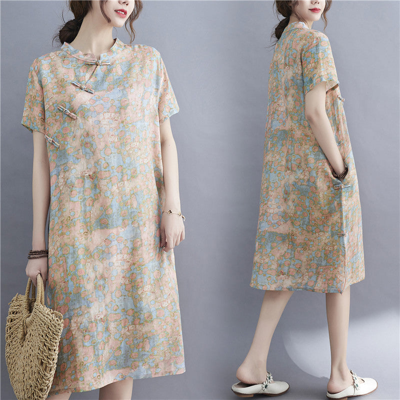 Plus Size Modern Abstract Cheongsam Dress