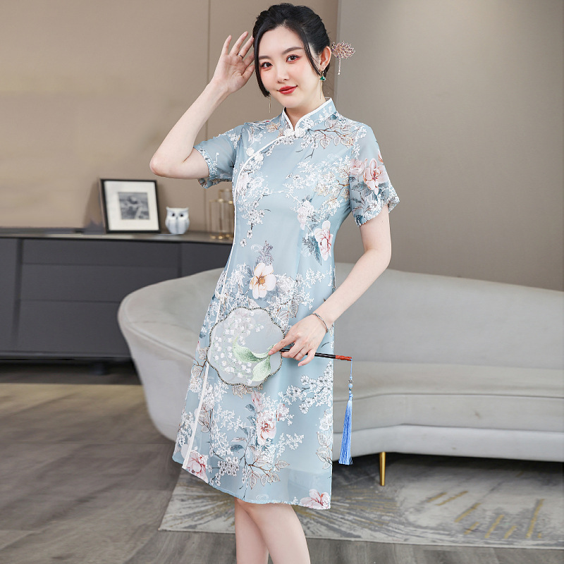 Plus Size Chinese Floral Cheongsam Dress – Pluspreorder