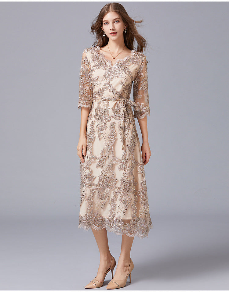 Gold lace formal new arrivals dress