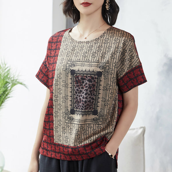 Plus Size Ethnic Print Blouse