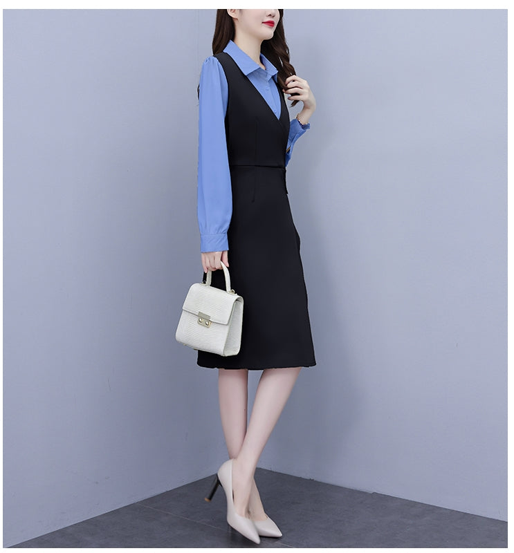 Plus Size Korean Work Long Sleeve Shirt Dress Pluspreorder