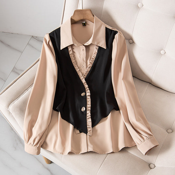 Plus Size Korean Vest Layer Shirt
