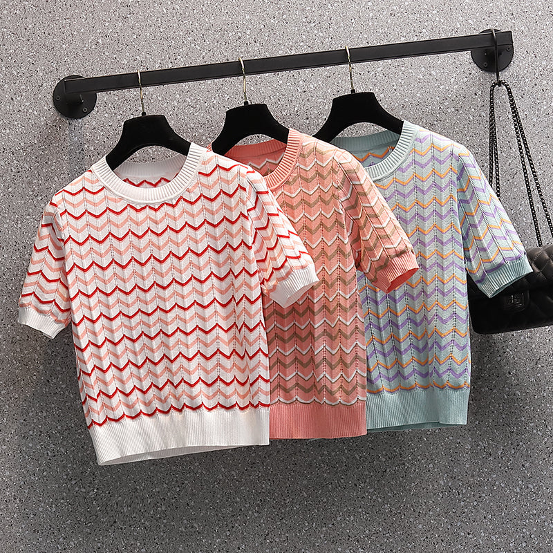 Plus Size Scallop Cuff Knit Blouse