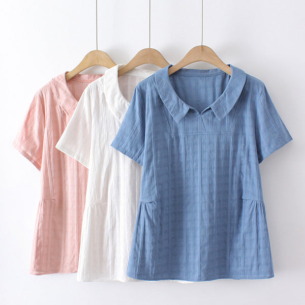 Plus Size Korean Textured Shirt Blouse (EXTRA BIG SIZE)