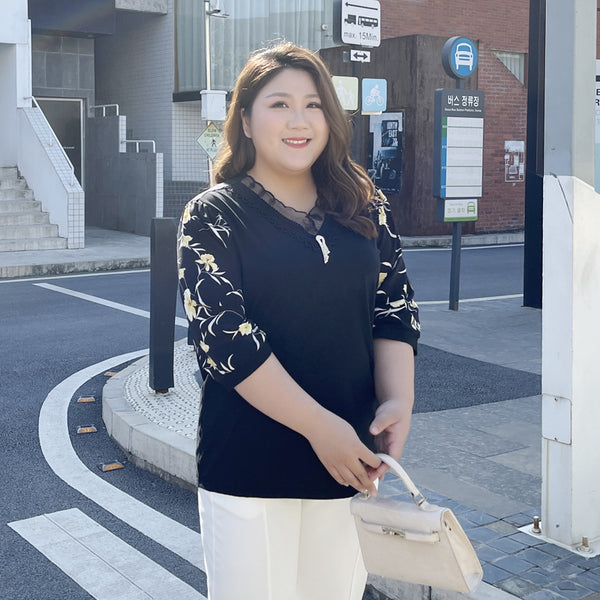 Plus Size V Neck Chiffon Blouse