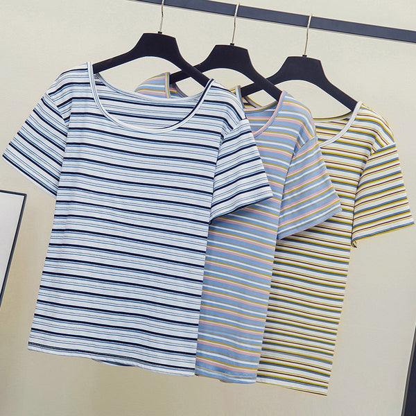 Plus Size Stripes T Shirt Top