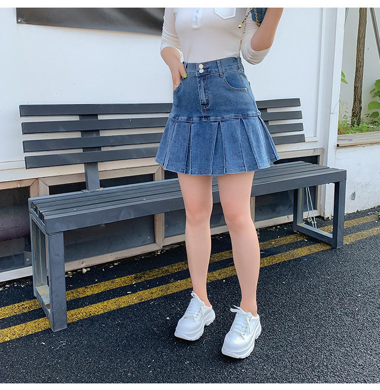 Plus size denim ruffle skirt online