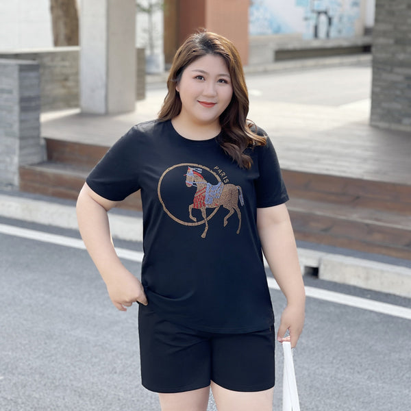 Plus Size Embellished Paris Horse T Shirt