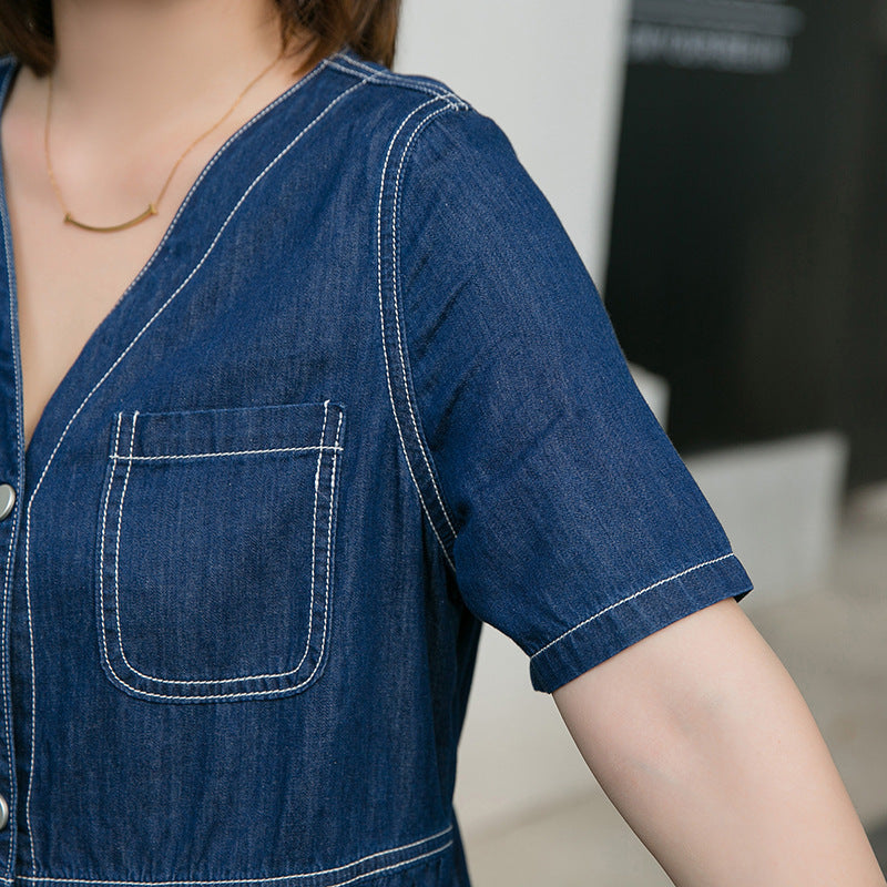 Plus Size Babydoll Denim Dress  Pluspreorder