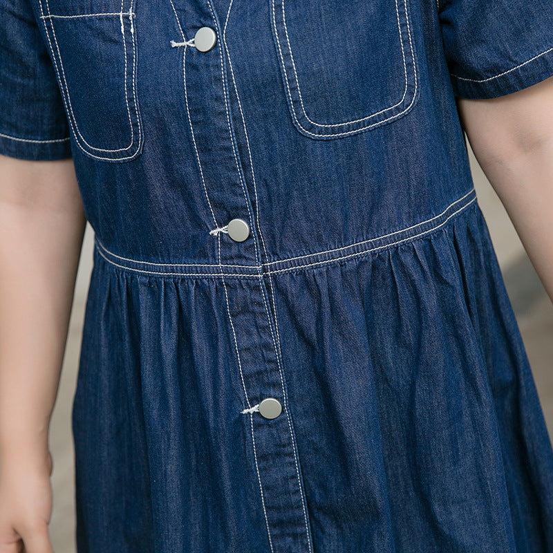 Plus Size Babydoll Denim Dress Pluspreorder