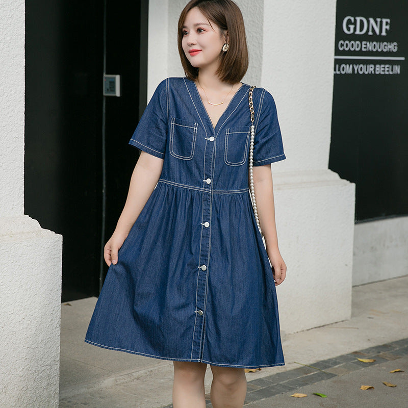 Plus Size Babydoll Denim Dress Pluspreorder