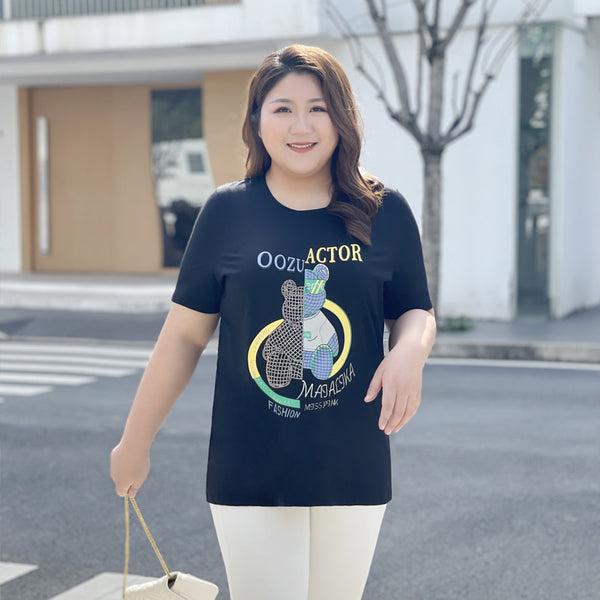 Plus Size Embellished Bear T Shirt