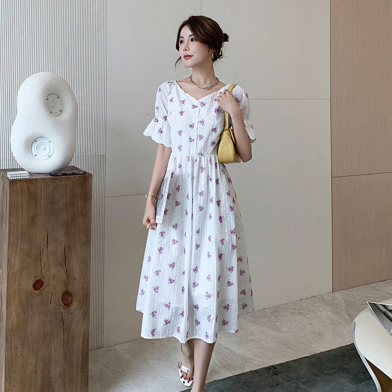 Purple floral dress plus size sale