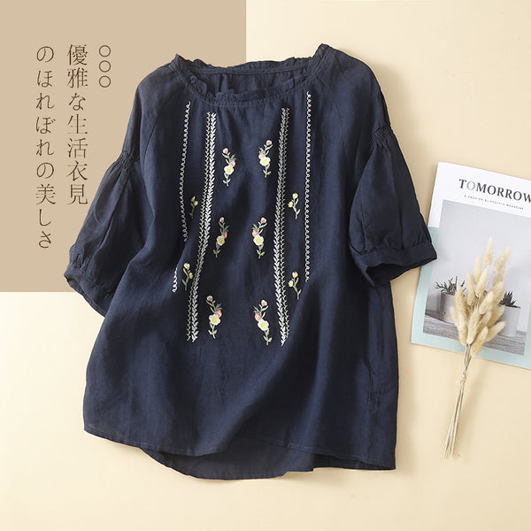 Plus Size Embroidered Blouse