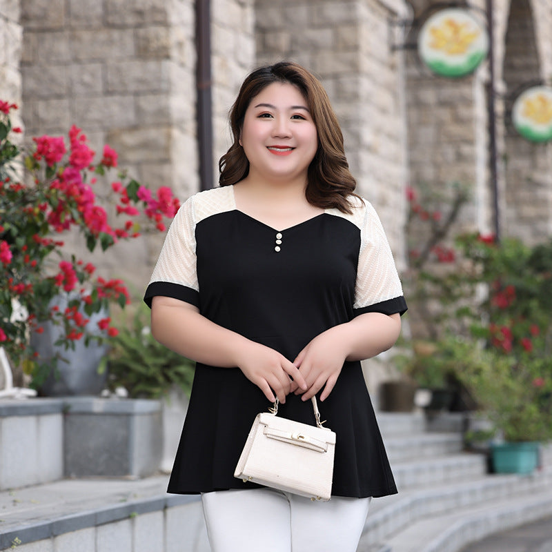 XL 7XL Plus Size Monochrome Buttons Short Sleeve Blouse EXTRA