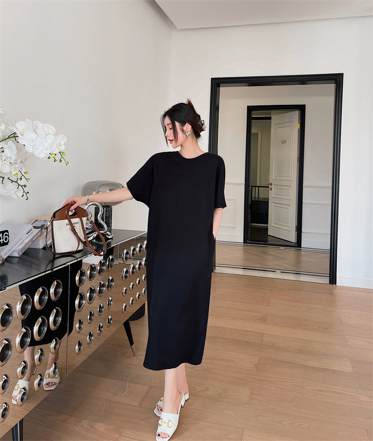 Plus Size Korean Black Open Back Midi T Shirt Dress Pluspreorder Plus Size Korean Black Open Back Midi T Shirt Dress Pluspreorder