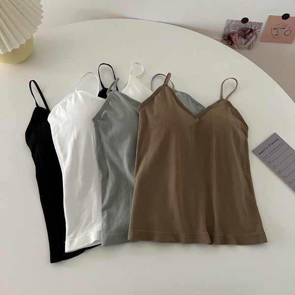 Plus Size V Neck Bra Pad Cami Top