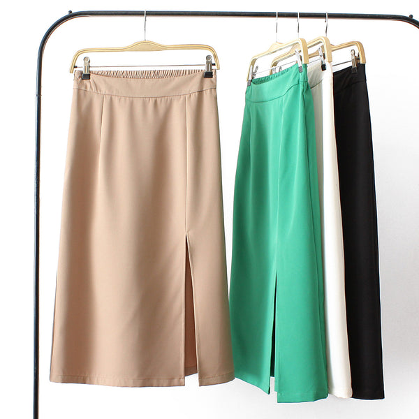 Plus Size Korean Slit Midi Skirt