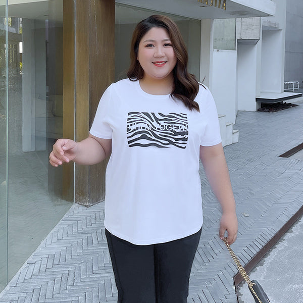 Plus Size White Zebra T Shirt