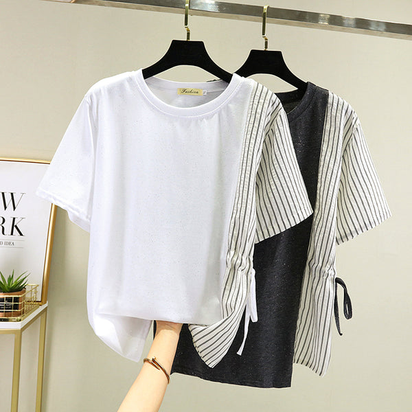 Plus Size Stripe Side Tie Top