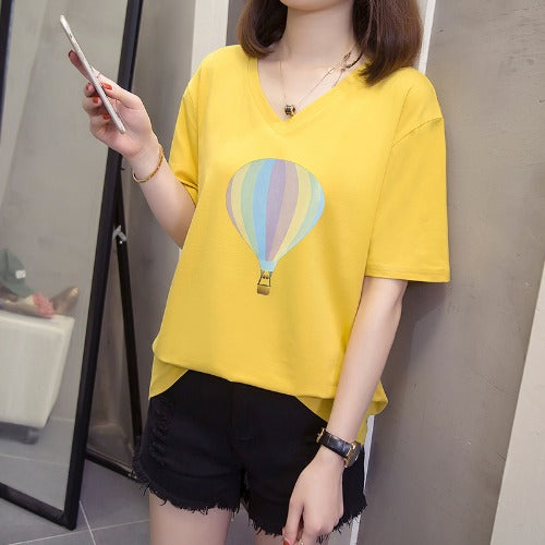 Plus Size Hot Air Balloon T Shirt Top