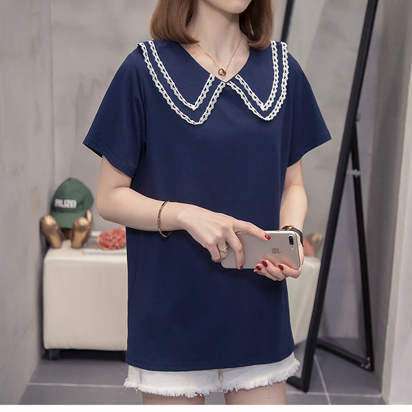 Plus Size Lace Collar Blouse