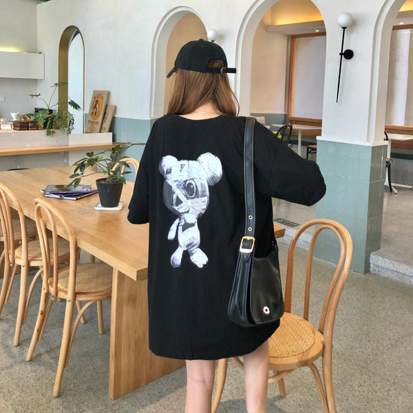 Plus Size Teddy Bear Graphic T Shirt Dress