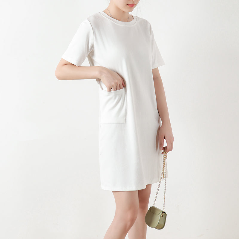 Plus Size 100 Cotton Pocket Slit T Shirt Dress Pluspreorder