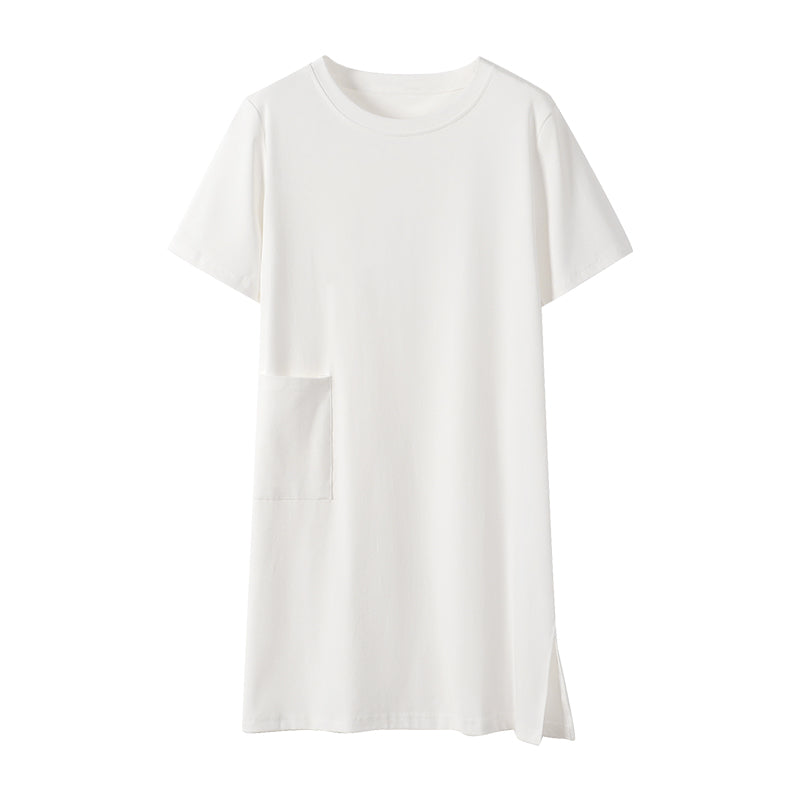Plus Size 100 Cotton Pocket Slit T Shirt Dress Pluspreorder