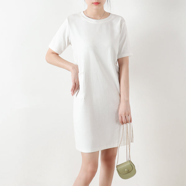 Plus Size 100% Cotton Pocket Slit T Shirt Dress