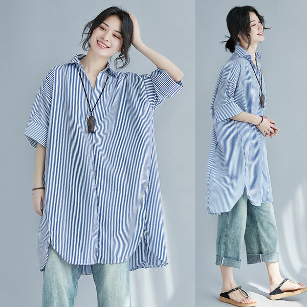 Plus Size Loose Stripe Tunic Top